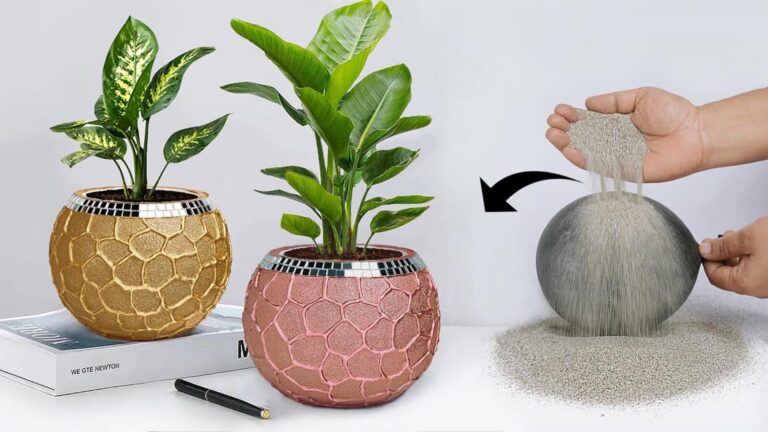 Dieser einfache Trick verwandelt deinen Garten mit einem Beton-Blumenvasen-Kunstwerk …