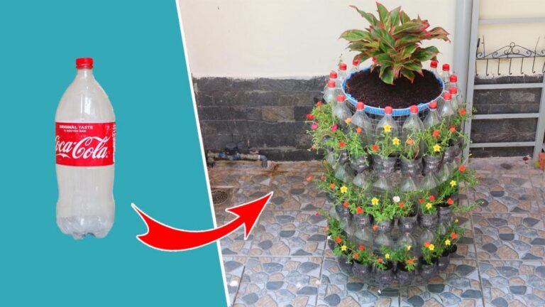 Dieser vergessene Trick verwandelt Plastikflaschen in beeindruckende Blumen-Türme …